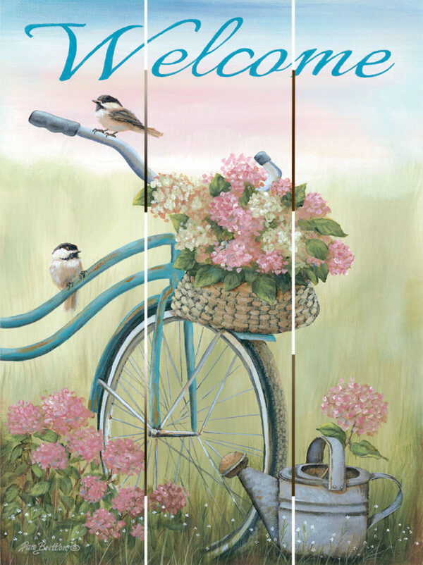 Pallet Art Old Bike Welcome 9x12