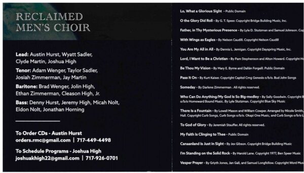 Cry Aloud CD- 2022- Reclaimed Men's Choir - Image 4